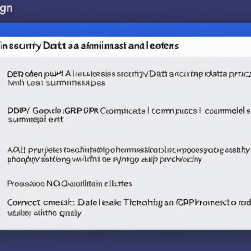 Home 11 **Prompt:** Minimalist data design, emphasizing data security and privacy. Focus on selective input, data summarization techniques, and compact AI models. GDPR compliance, trustworthy AI concept.