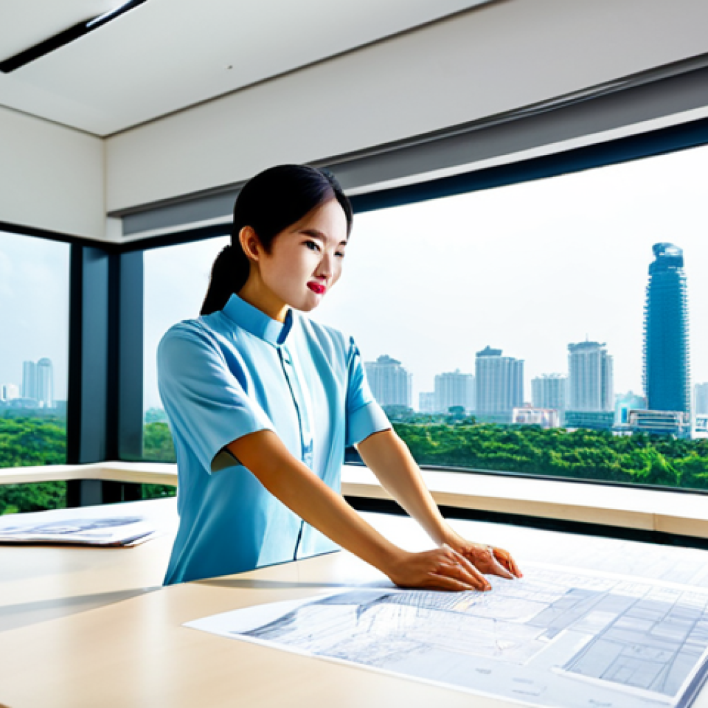 데이터 수집 및 최소화의 혁신적 방법 - **Subject:** A professional Vietnamese architect, fully clothed in a modern, stylish office outfit, ...