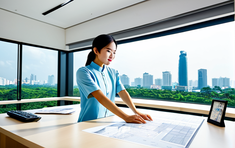 데이터 수집 및 최소화의 혁신적 방법 - **Subject:** A professional Vietnamese architect, fully clothed in a modern, stylish office outfit, ...