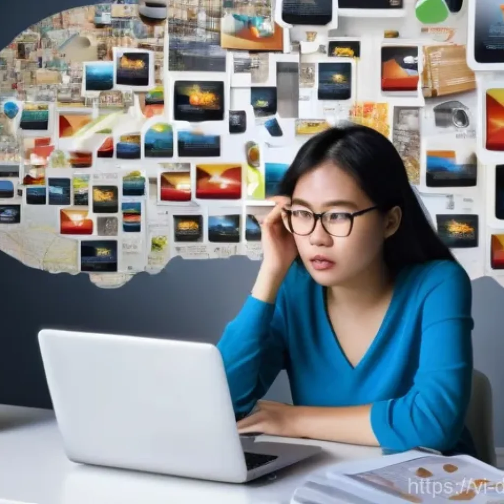 데이터 최소화의 사회적 필요성 - **Prompt 1: Digital Overload and Data Anxiety**
"A young Vietnamese woman, dressed in smart casu...