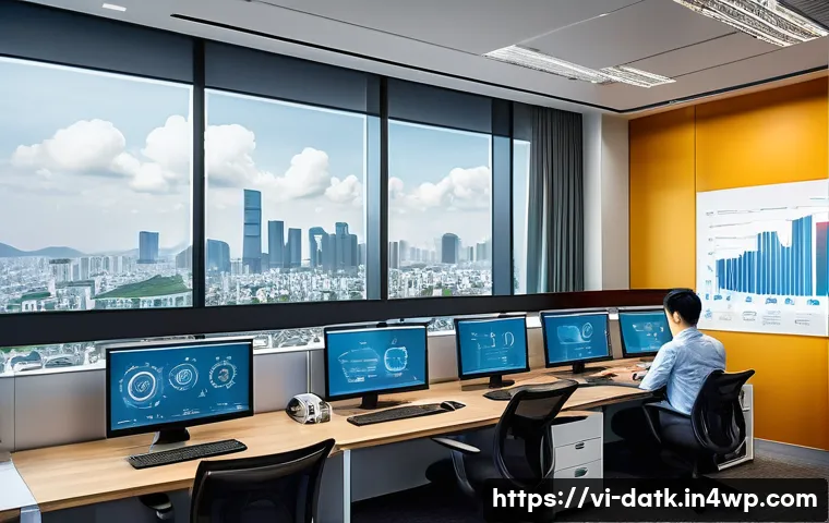 데이터 최소화로 인한 비용 절감 효과 - A modern Vietnamese office environment with a diverse team of professionals analyzing large data set...