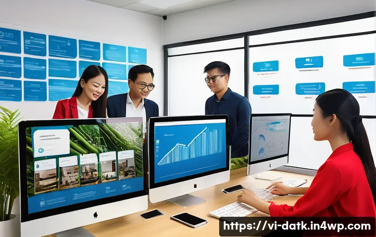실무에서의 데이터 최소화 원칙 적용법 - A modern Vietnamese e-commerce office environment showing a diverse team of professionals collaborat...