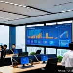 Home 18 데이터 최소화 원칙을 적용한 성공 사례 - A modern Vietnamese office scene showing a diverse team of professionals collaborating on data minim...