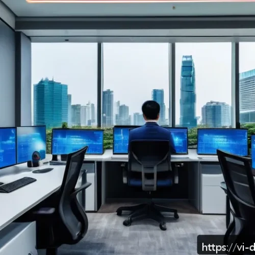 Home 17 데이터 최소화의 국제적 사례 - A futuristic office environment in Ho Chi Minh City where Vietnamese IT professionals are collaborat...